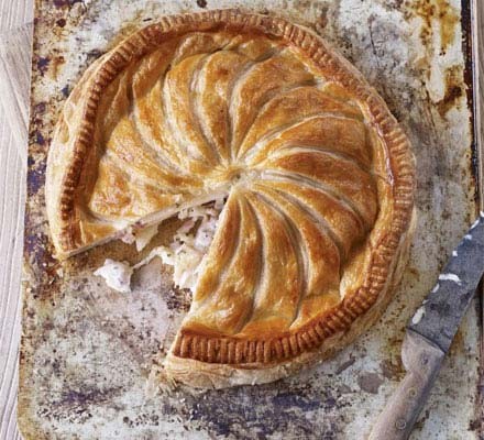Cheesy celeriac, potato & bacon pie recipe 