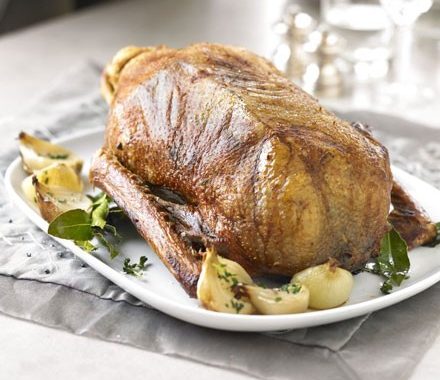Classic roast goose with cider gravy recipe