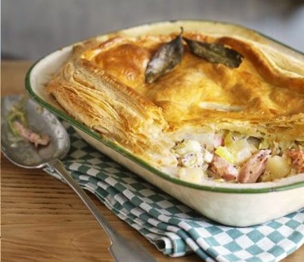 Ham, leek & potato pie recipe
