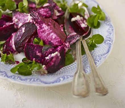 Roasted beets with watercress & horseradish apple sauce recipe