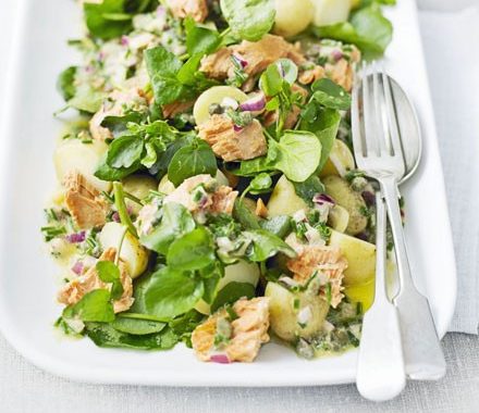 Watercress, new potato & salmon salad recipe
