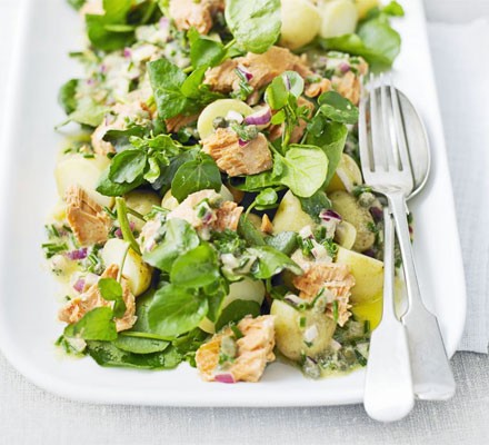 Watercress, new potato & salmon salad recipe 