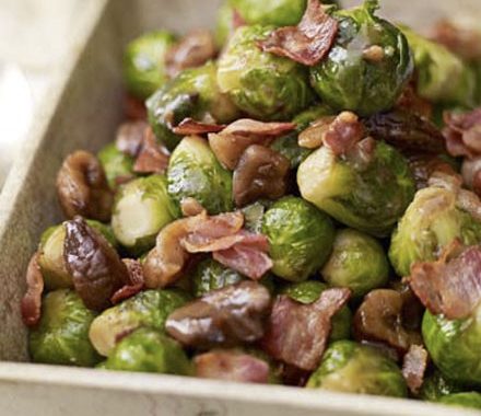 Sprouts with chestnuts & crisp pancetta recipe