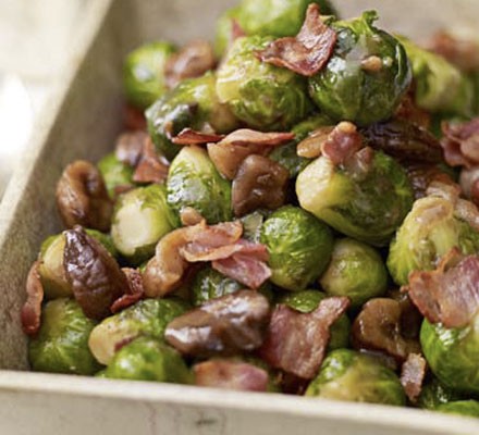 Sprouts with chestnuts & crisp pancetta recipe 
