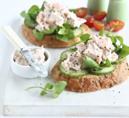 Smoked trout & cucumber open sandwiches recipe 