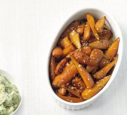 Sticky sesame-glazed carrots recipe 