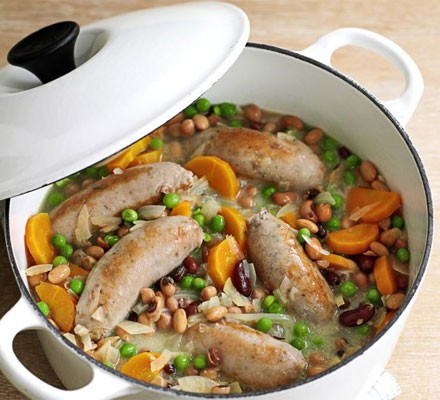 Bean & bangers one-pot recipe 