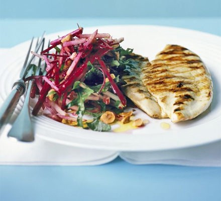 Crunchy beetroot slaw with grilled chicken recipe 