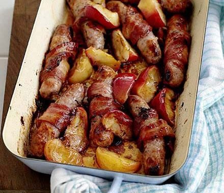 Sticky apple, sausage & bacon recipe
