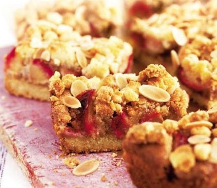 Plum & almond crumble slice recipe