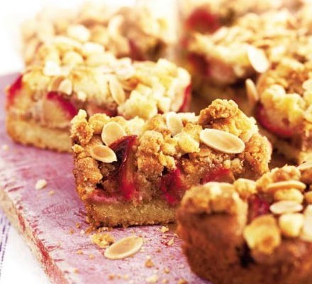 Plum & almond crumble slice recipe 