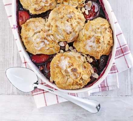 Plum, orange & almond cobbler recipe 
