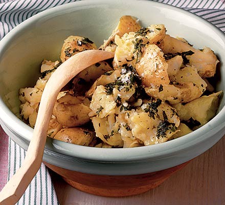 Squashed herby potatoes recipe 