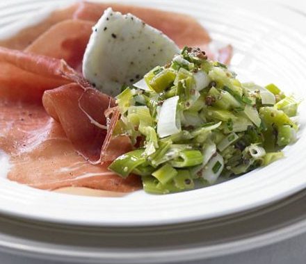 Leek & mustard vinaigrette with Carmarthen ham recipe