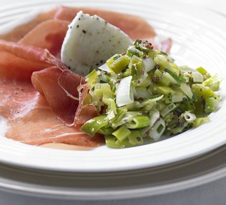 Leek & mustard vinaigrette with Carmarthen ham recipe 