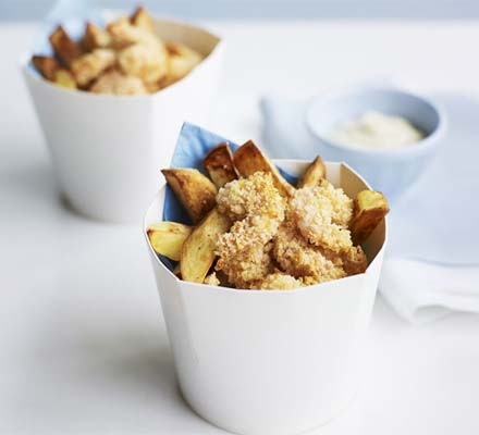 Cheat's scampi with chunky chips recipe 