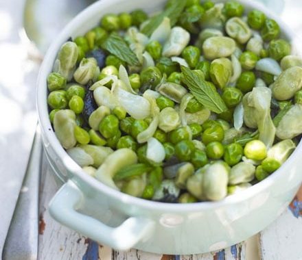 Broad beans & peas with mint butter recipe