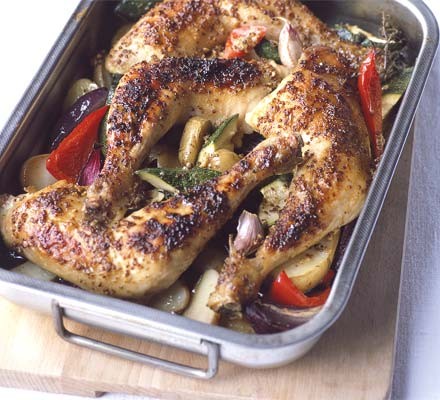 Maple roast chicken with potatoes & thyme recipe 