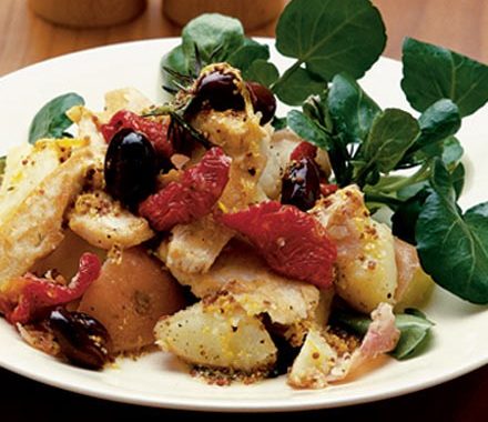 Crushed potatoes with sizzled chicken recipe