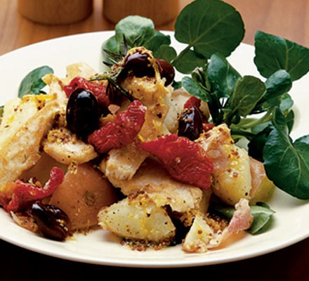 Crushed potatoes with sizzled chicken recipe 
