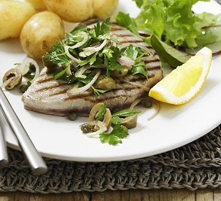 Grilled tuna with parsley salad recipe 