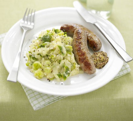 Sausages with winter veg mash recipe 