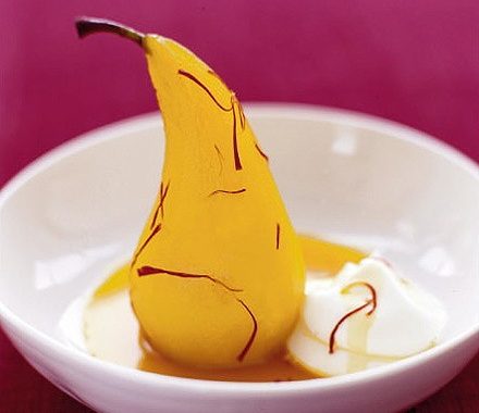 Poached saffron pears recipe