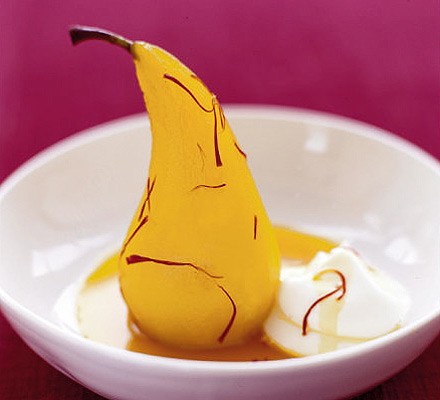 Poached saffron pears recipe 