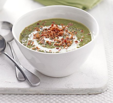 Creamy lentil & spinach soup with bacon recipe 