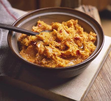 Roast sweet potato, squash & garlic mash recipe 
