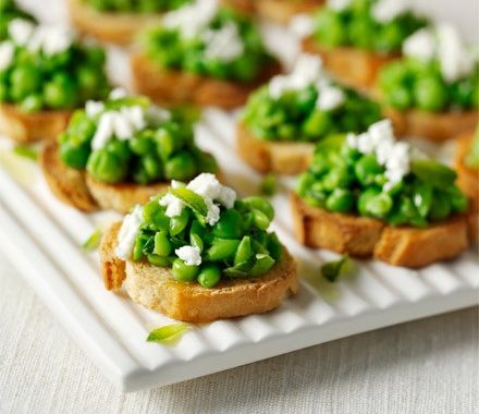 Pea & feta toasts recipe