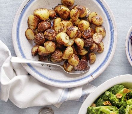 Mustard-glazed roast new potatoes recipe