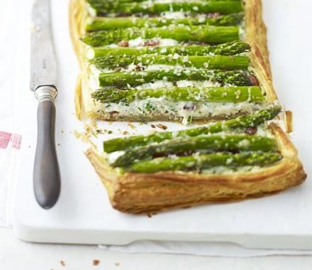 Herby asparagus & bacon tart recipe