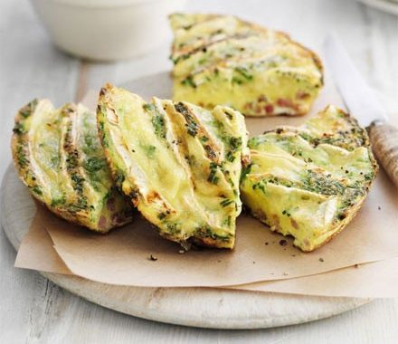 Bacon & brie omelette wedges with summer salad recipe