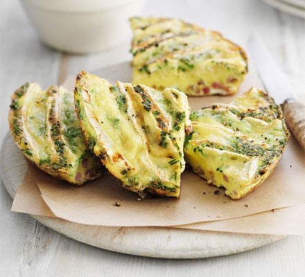 Bacon & brie omelette wedges with summer salad recipe 