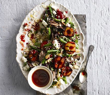 Roast duck & griddled plum salad recipe