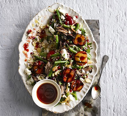 Roast duck & griddled plum salad recipe 