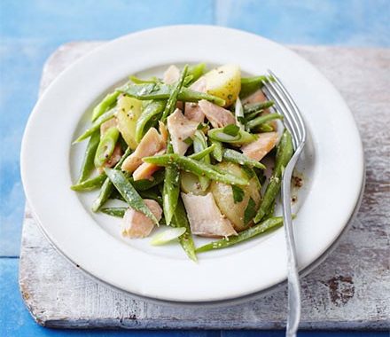 Runner bean, smoked trout & potato salad recipe