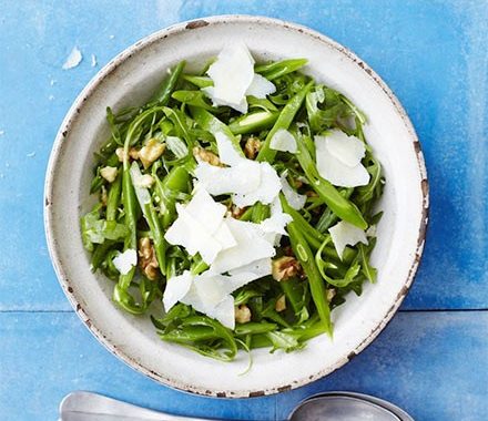 Runner beans with rocket & Parmesan recipe