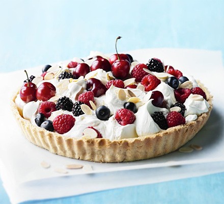 Berry, rose water, almond & meringue tart recipe 