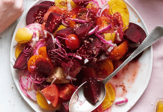 Heirloom tomato, beet & red onion salad recipe