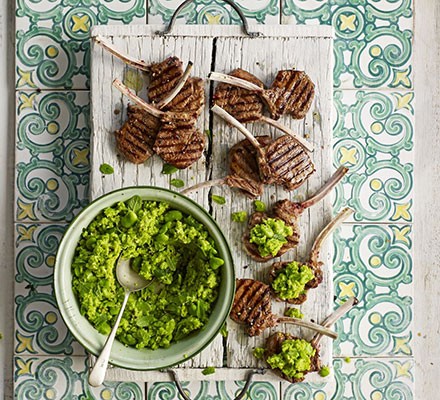 Lamb lollipops with smashed minty broad beans recipe 