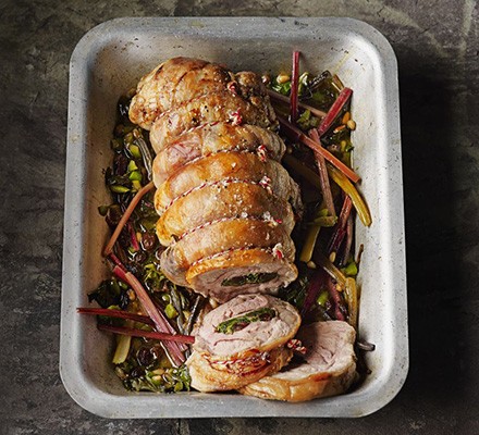 Chard-stuffed roast lamb recipe 