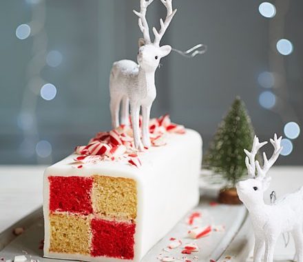 Peppermint candy cane battenberg recipe