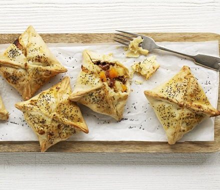 Potato, cheddar & red onion pasties recipe