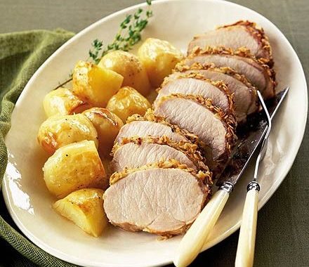 Herb-crusted roast pork recipe