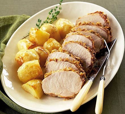 Herb-crusted roast pork recipe 