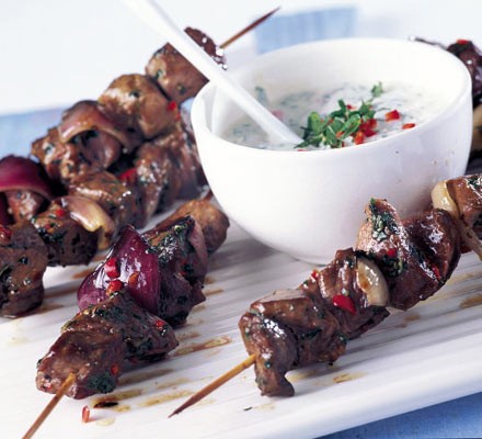 Mary's chilli lamb skewers with minted yogurt cooler recipe 