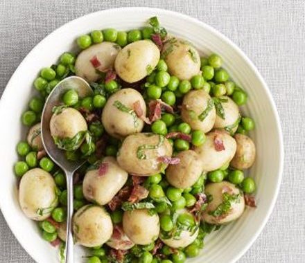 Pea, pancetta & potato salad recipe