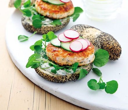 Salmon & horseradish burgers recipe